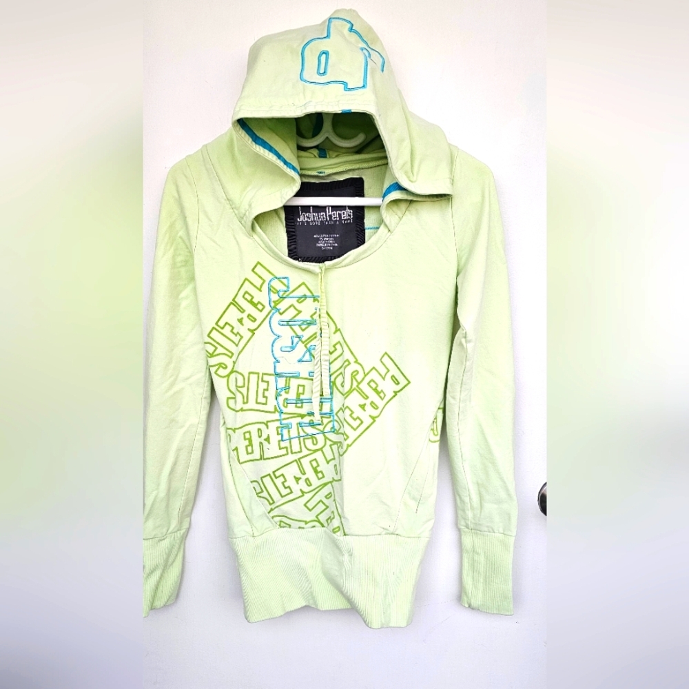 Joshua Parets Green Geometric Graphic Hoodie,XS